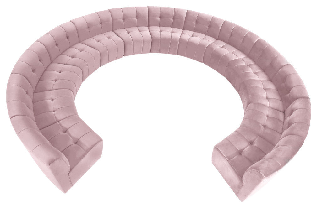 Limitless Velvet Upholstered 13-Piece Modular Sectional, Pink