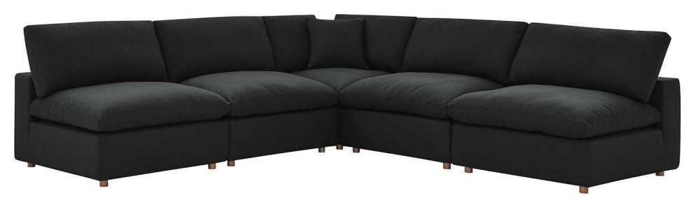 Modular Sectional Deep Sofa Set, Black, Fabric, Modern, Lounge Cafe Hospitality