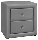 21" Gray Faux Leather Two Drawer Nightstand