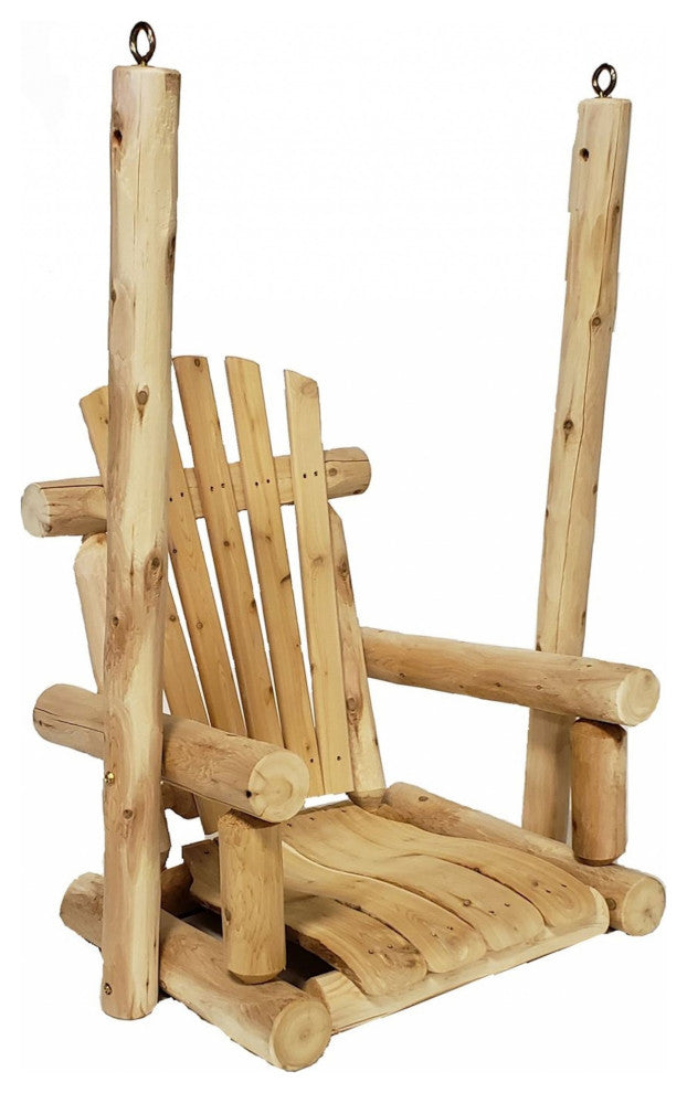 31" X 24" X 47"  Natural Wood Single Chair Porch Swing