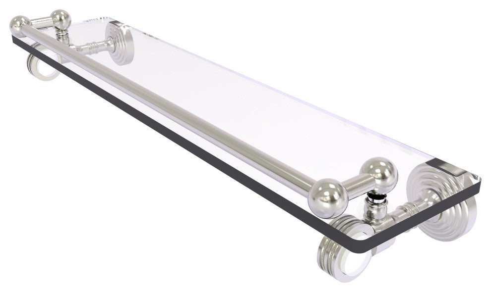 Pacific Grove 22" Glass Shelf with Dotted Accents, Satin Nickel