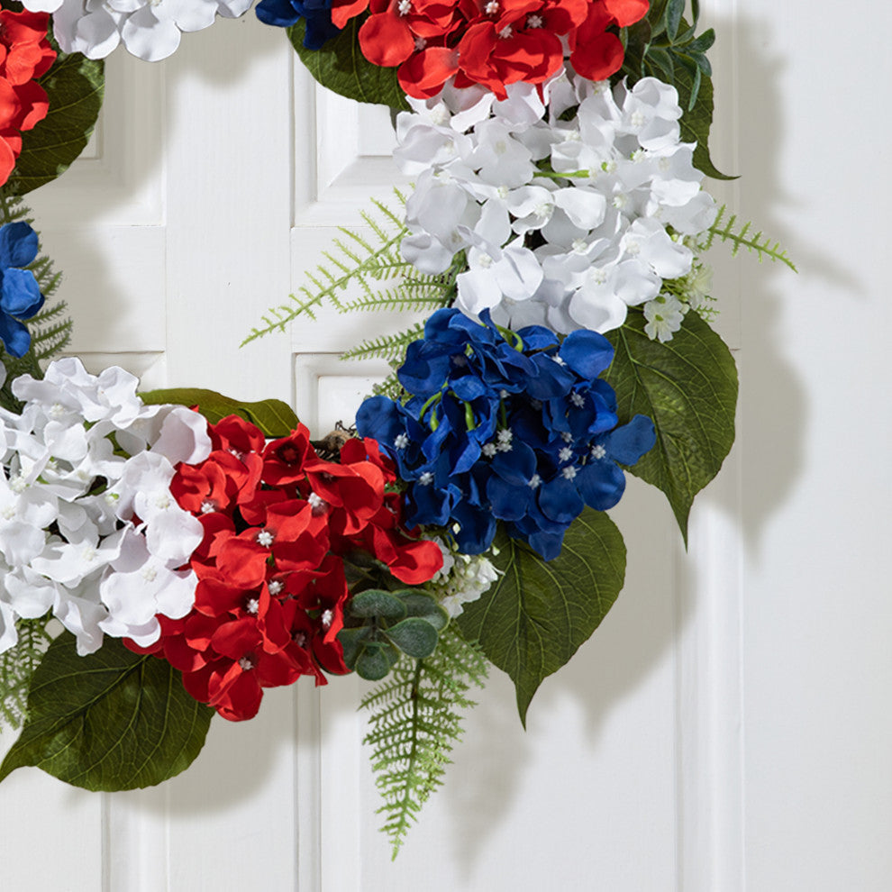 22"D Patriotic/Americana Hydrangea Wreath