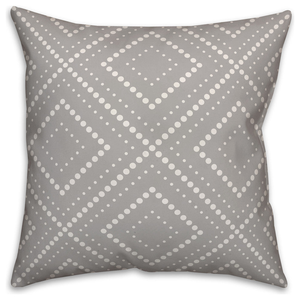Gray and White Dotted Diamond 20x20 Throw Pillow Cover