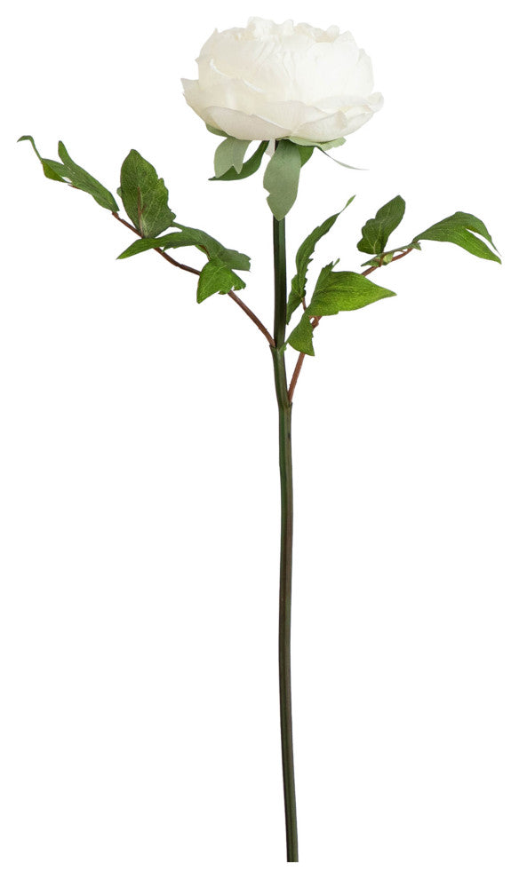 20in. Artificial Peony Flower Stems, Set of 3, White
