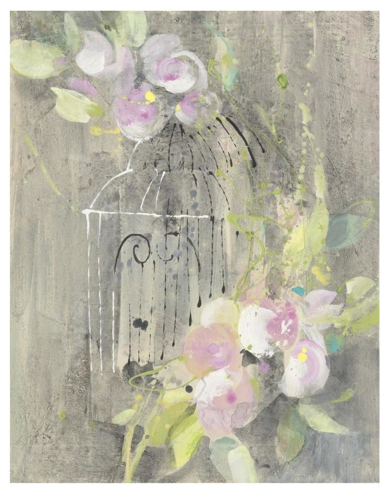 "Birdcage Floral II" Digital Paper Print by Albena Hristova, 26"x34"