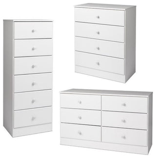 Home Square 3-Piece Set with Chest Lingerie Chest and Double Dresser in White