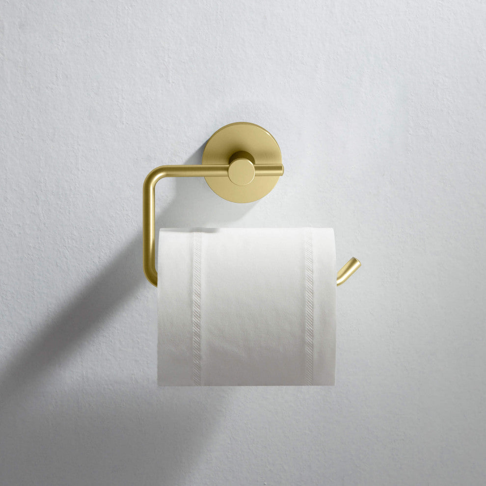 Circular Toilet Paper Holder, Brushed Gold