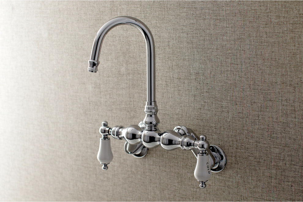 Aqua Vintage Adjustable Center Wall Mount Tub Faucet, Polished Chrome