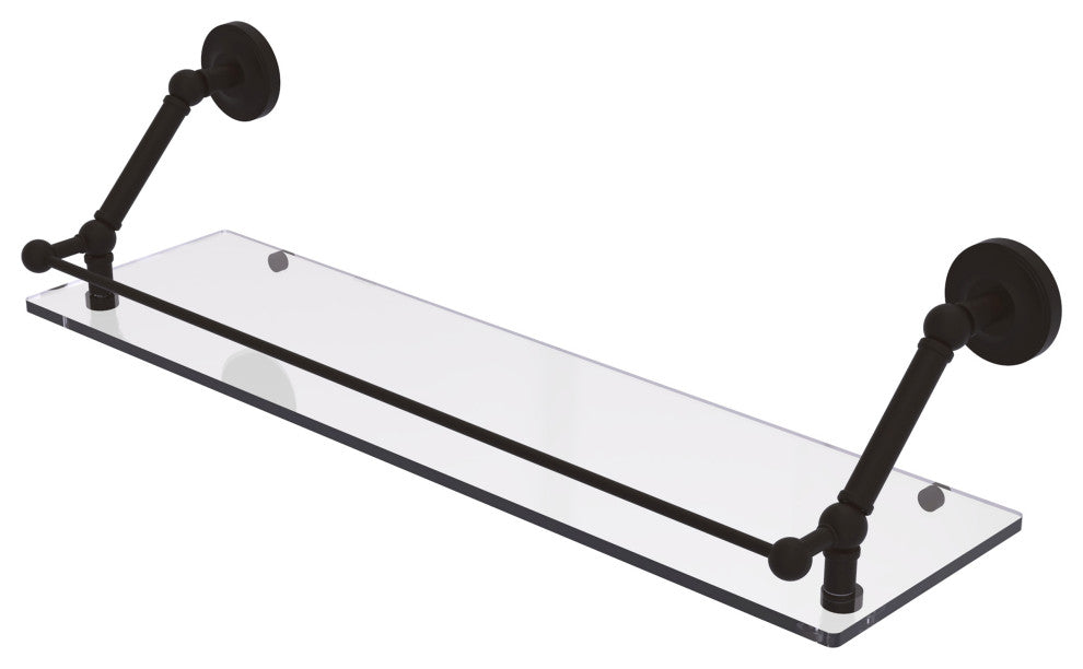 Prestige Regal 30" Floating Glass Shelf with Gallery Rail, Oil Rubbed Bronze