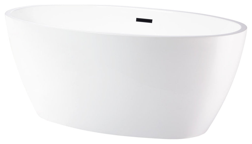 59"x32" Acrylic Freestanding Soaking Bathtub, White/Matte Black