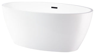 59"x32" Acrylic Freestanding Soaking Bathtub, White/Matte Black