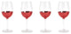Two's Company Red Hot Set of 4 Faceted Wine Glasses (16 oz each)