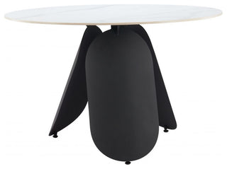 Toru White Faux Marble Sintered Stone Dining Table