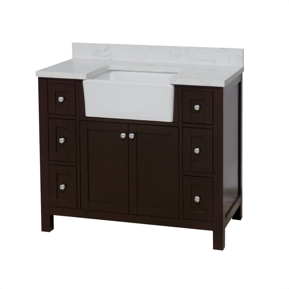 Yorkshire 42" Bathroom Vanity, Chocolate, Engineered Marble