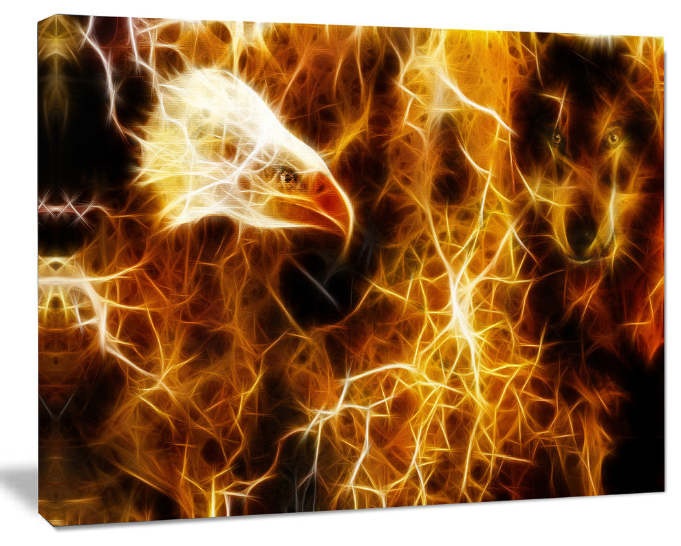 Wolf and Eagle Collage, Abstract Canvas Art Print, 20"x12"