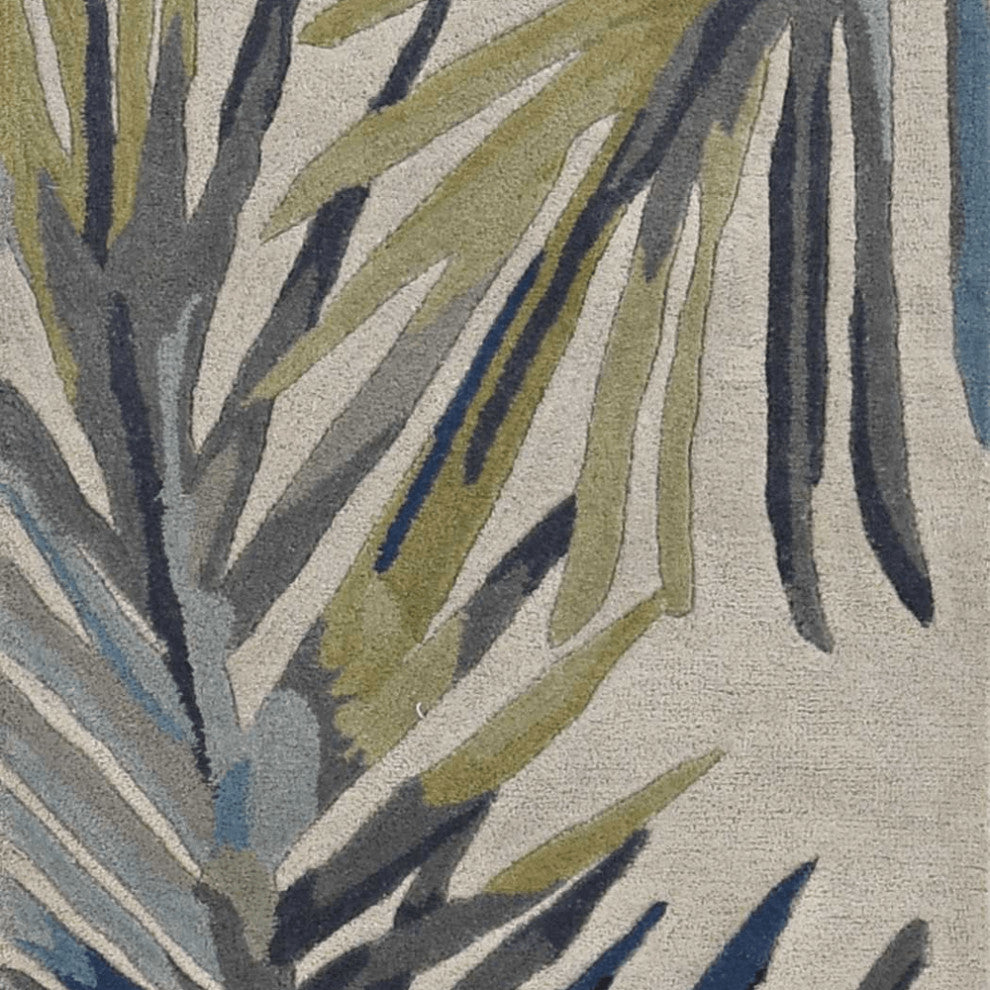 8'X10' Ivory Hand Tufted Tropical Palms Indoor Area Rug