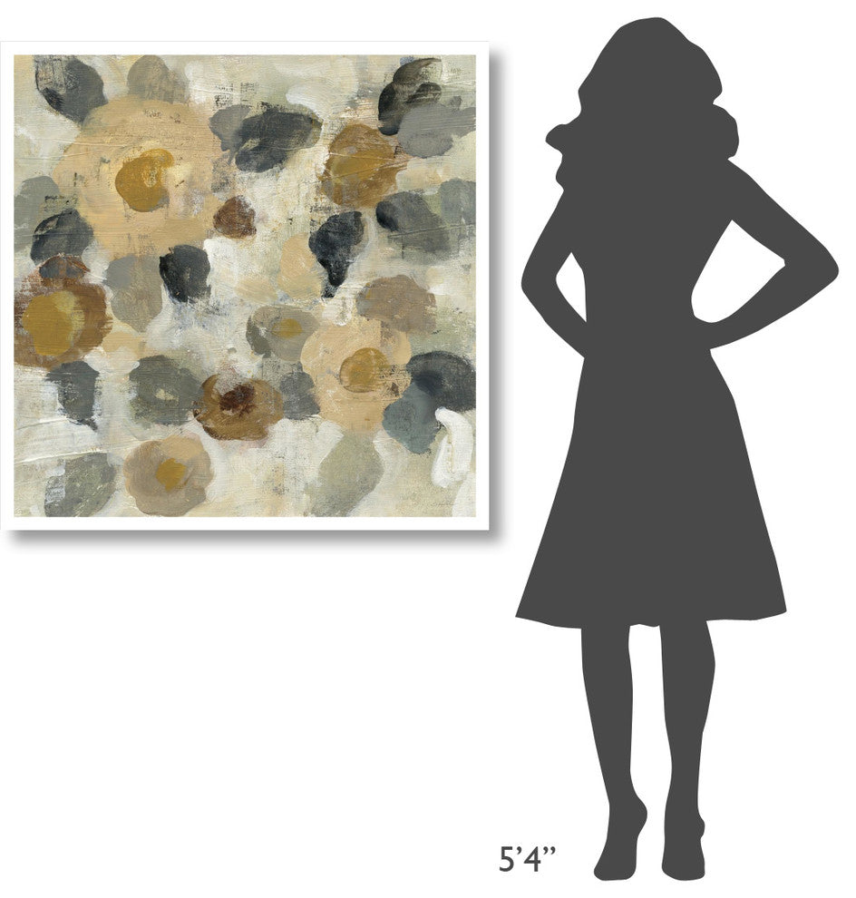 "Neutral Floral Beige II" Digital Paper Print by Silvia Vassileva, 38"x38"