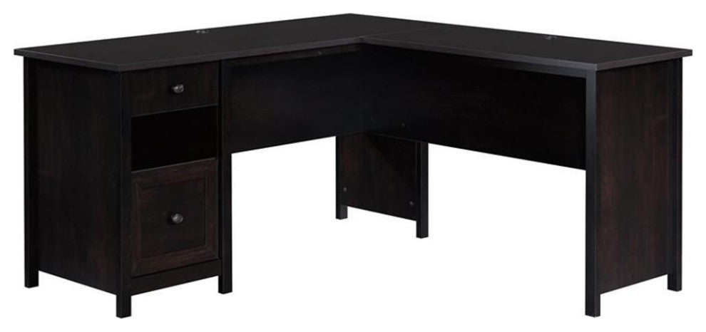 Sauder County Line Engineered Wood L-Shaped Computer Desk in Estate Black