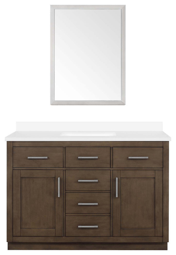 Ove Decors Bailey 48" Single Sink Vanity, Almond Latte With Black Hardware