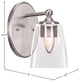 Capri 1-Light Wall Sconce, Brushed Nickel/Square Clear Bubble