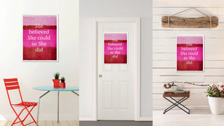She Believed She Could So She Did Inspirational, Canvas, Picture Frame, 28"X37"