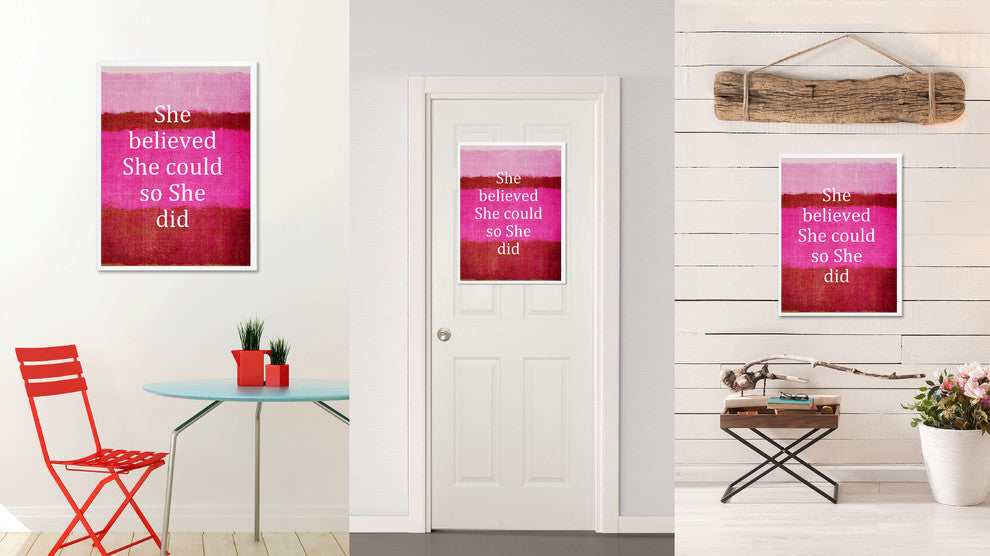 She Believed She Could So She Did Inspirational, Canvas, Picture Frame, 28"X37"