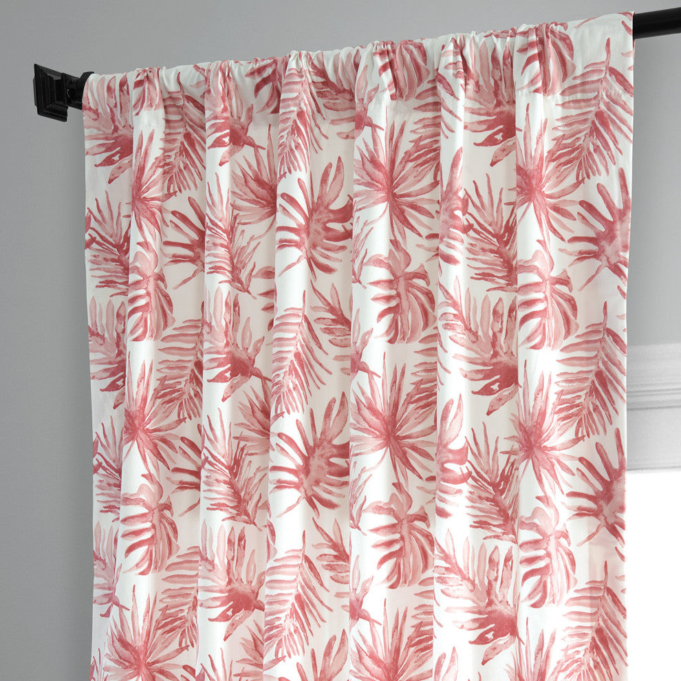 Artemis Printed Cotton Curtain Single Panel, Artemis Rust, 50wx108l