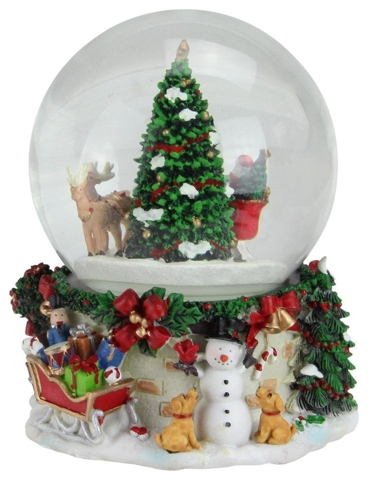 6.75" Musical and Animated Santa on Sleigh Rotating Christmas Water Globe