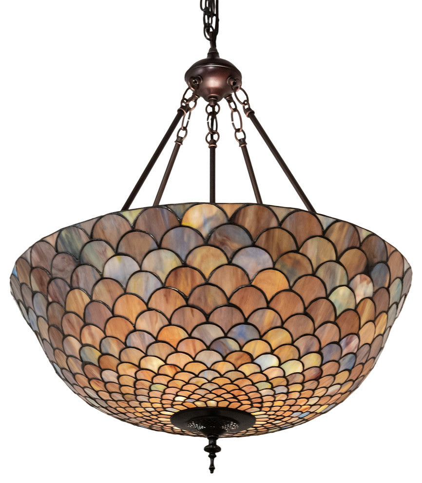 Meyda Lighting 230828 24" Wide Tiffany Fishscale Inverted Pendant