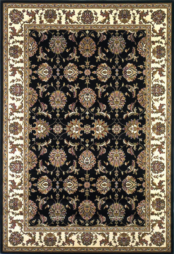 Cambridge 7313 Black, Ivory Kashan, 2'3"x3'3"
