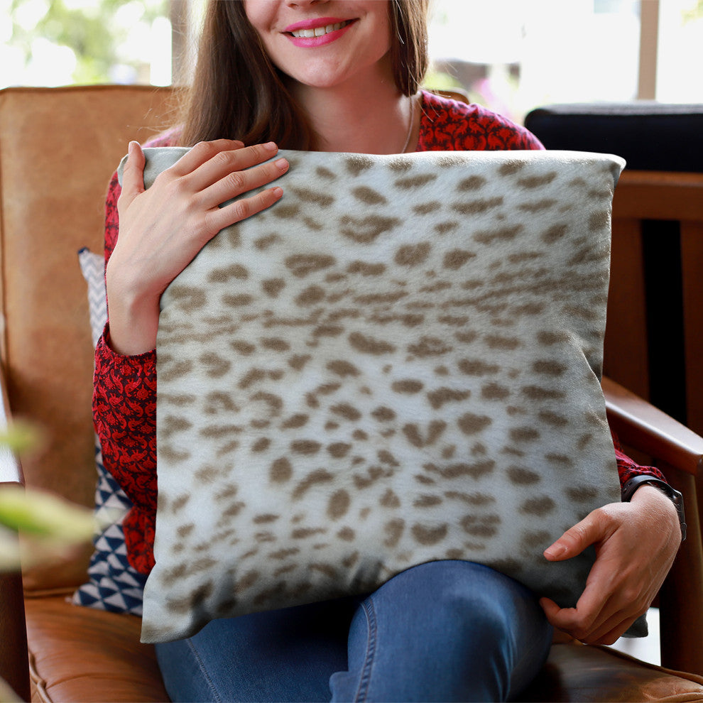 Plutus Brown Taupe Savannah Cat Faux Fur Throw Pillow, 24" x 24"