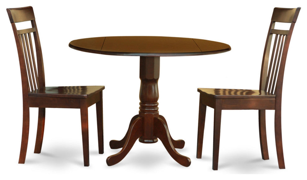 Dlca3-Mah-W 3-Piece Kitchen Nook Dining Set-Small Table and 2 Dining Chairs