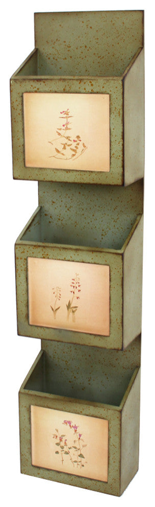 41.54" x 5.12" x 9.25" Green Rustic Vertical Newspaper and Magazine Rack