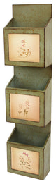 41.54" x 5.12" x 9.25" Green Rustic Vertical Newspaper and Magazine Rack