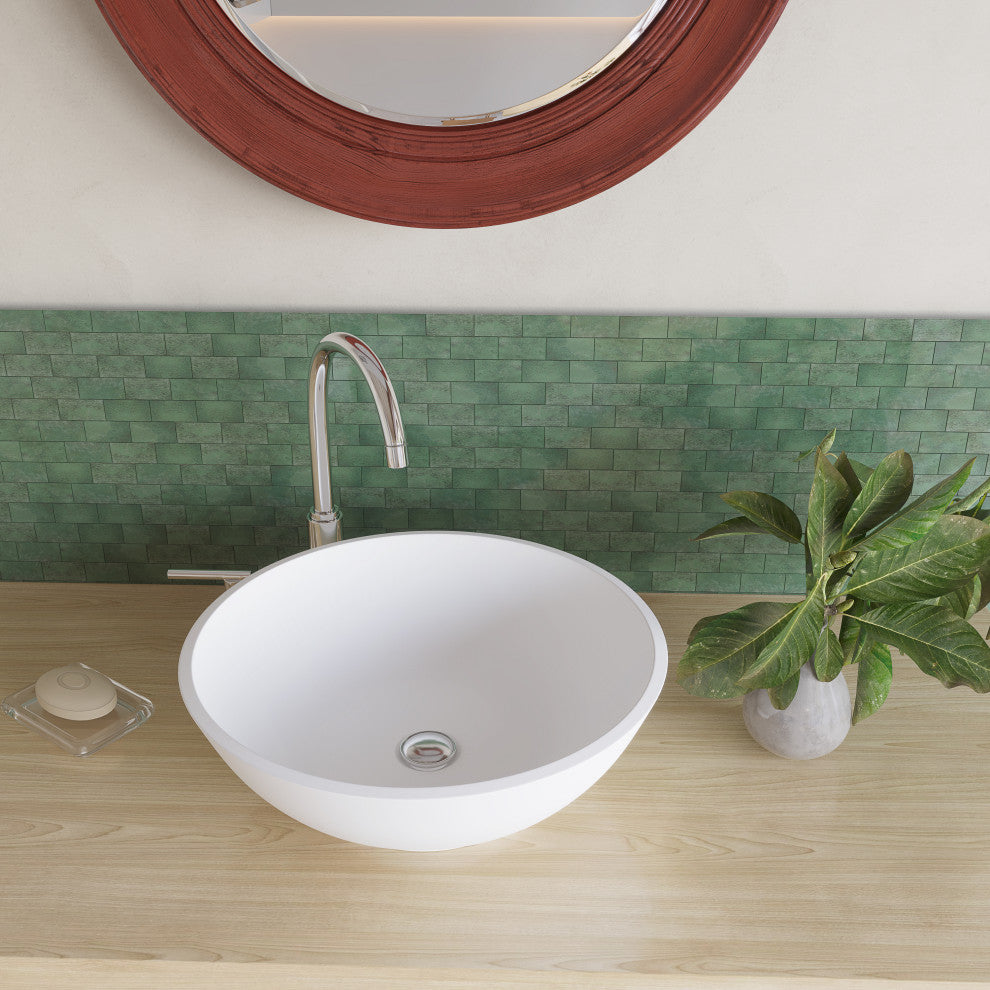 CastelloUSA Monty Solid Surface Square Vessel Sink