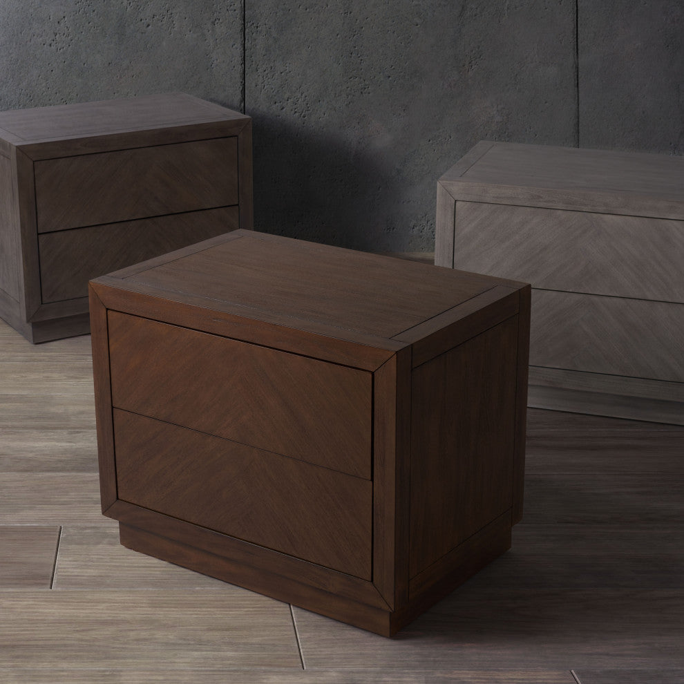 Safavieh Couture Steve 2 Drawer Wood Nightstand, Light Grey