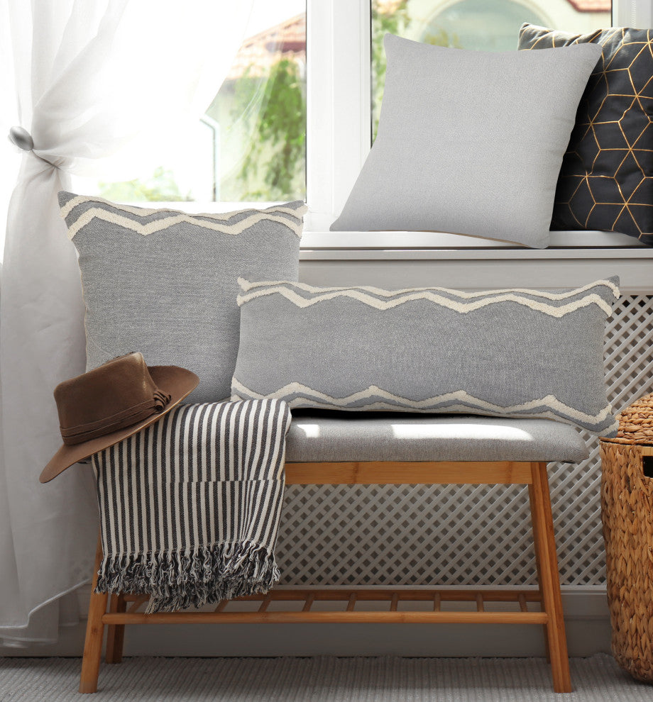 Soft Chevron Bordered Throw Pillow, 14" X 36"