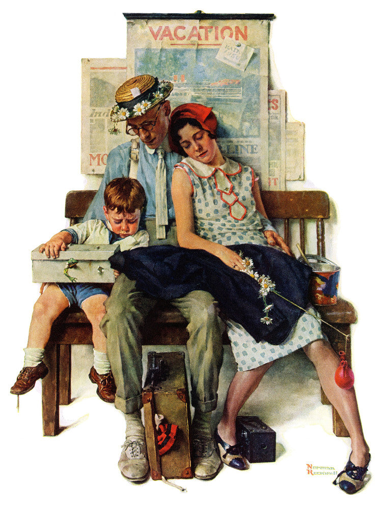 "Home from Vacation" Painting Print on Canvas by Norman Rockwell
