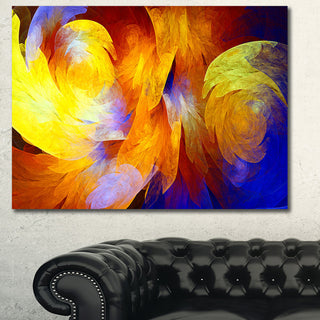 Yellow Fractal Abstract Pattern, Oversized Abstract Canvas Art Print, 60x40