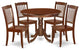 Hlda5-Mah-W 5Pc Round 42"Table And 4 Vertical Slatted Chairs