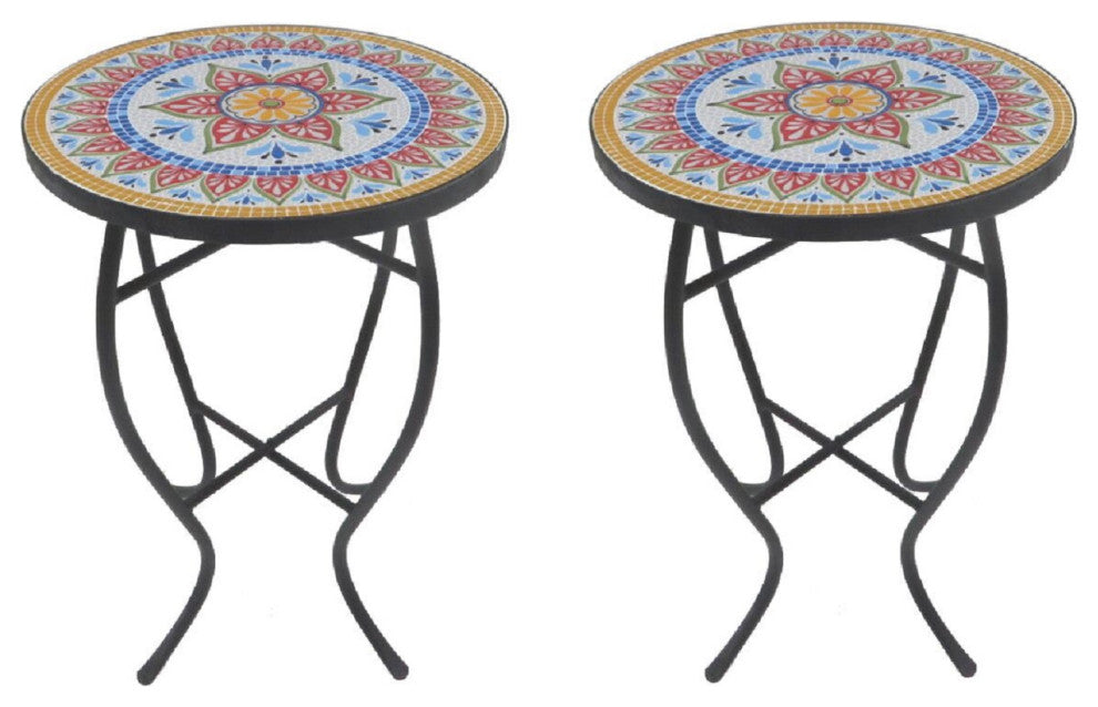 Mosaic Art Collection Accent Table, Classic, 2 Table Set