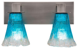 Apollo 2-Light Bath Bar, Graphite/Fluted Teal Crystal
