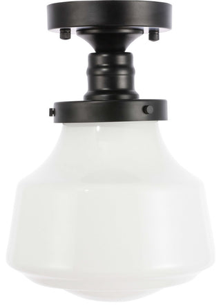Living District Lyle 1-Light Metal & Glass Flush Mount in Black/Frosted White
