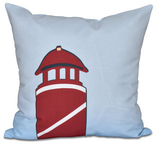 Safe Harbor (Navy One), Geometric Print Pillow, Red, 16"X16"