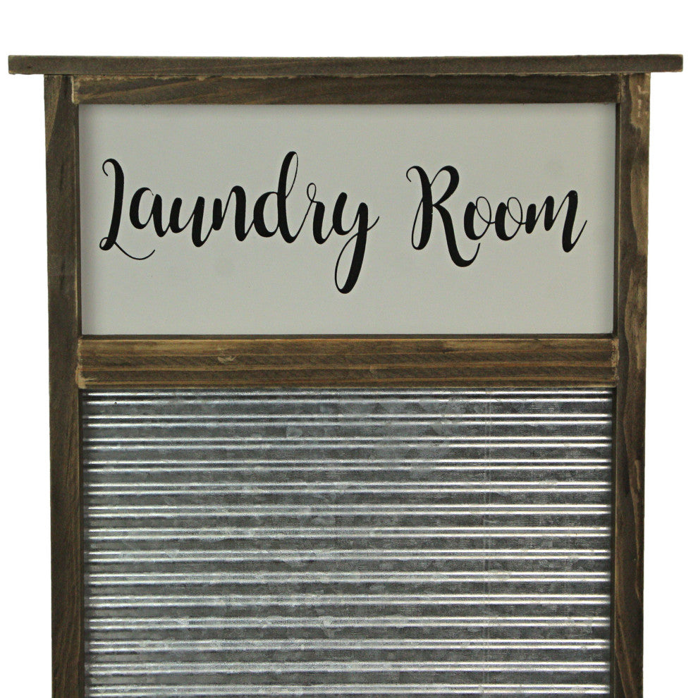 Wood and Metal Vintage Washboard Laundry Room Wall Hanging