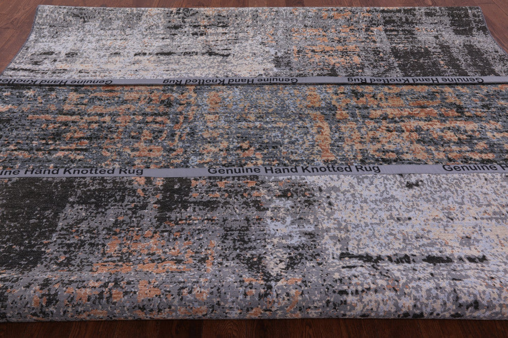 8' 11" X 12' 1" Handmade Modern Wool and Silk Rug Q6830