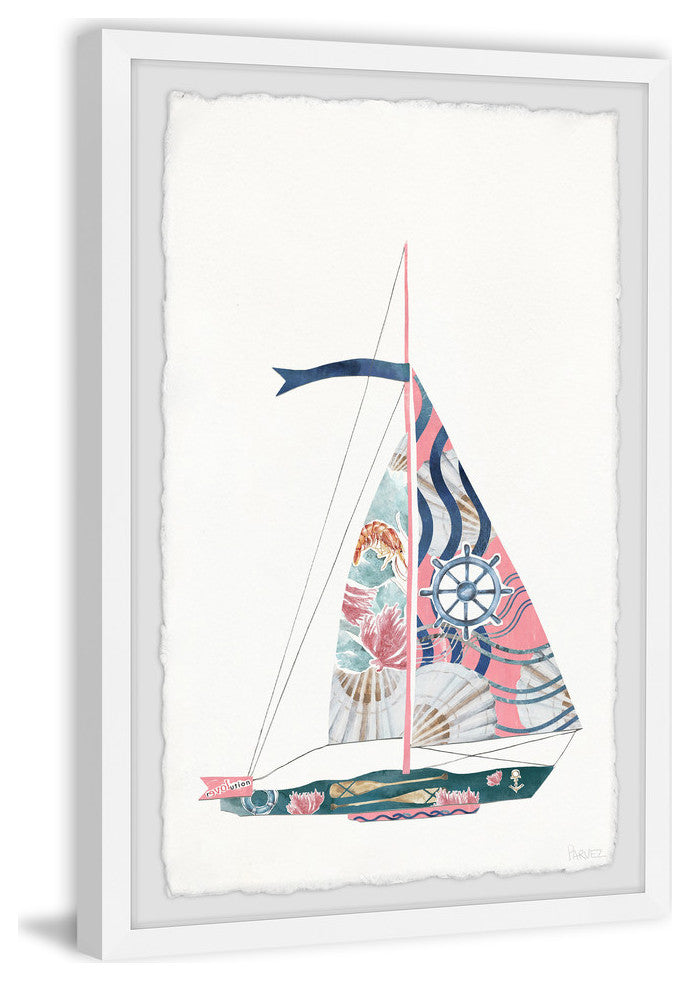 "Sailing Pink" Framed Painting Print, 12"x18"