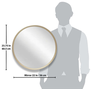 Deep Frame Metal Wall Mirror, 24" Diameter, Gold