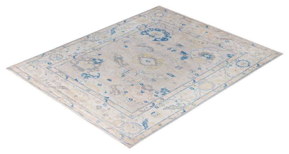 Oushak One-of-a-Kind Hand-Knotted Area Rug Light Gray, 8'1" x 10'1"