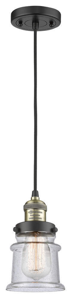 Small Canton 1-Light Mini Pendant, Black Antique Brass, Seedy